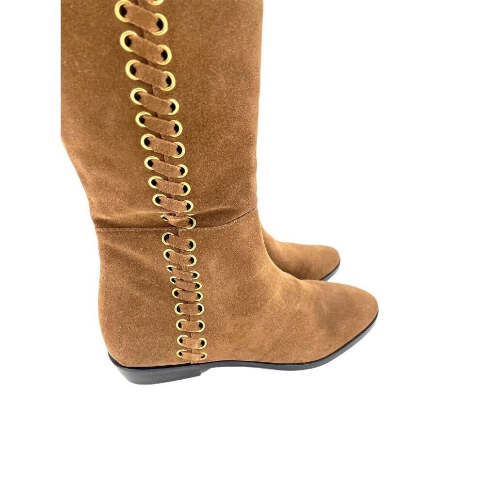 Michael Kors Boots Malin Grommet Suede Over-The-Knee Caramel SZ 6 New $395 - Picture 7 of 12